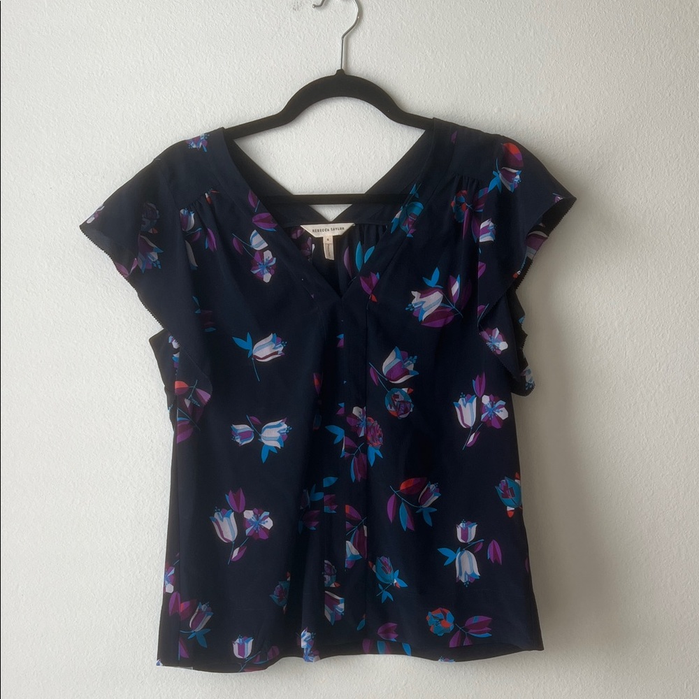 Rebecca Taylor Dark Blue Floral Blouse